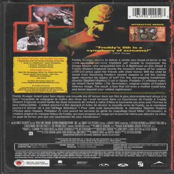 A Nightmare On Elm Street 5 - The Dream Child - 1989 Classic Horror/Slasher Film - Picture 2 of 2